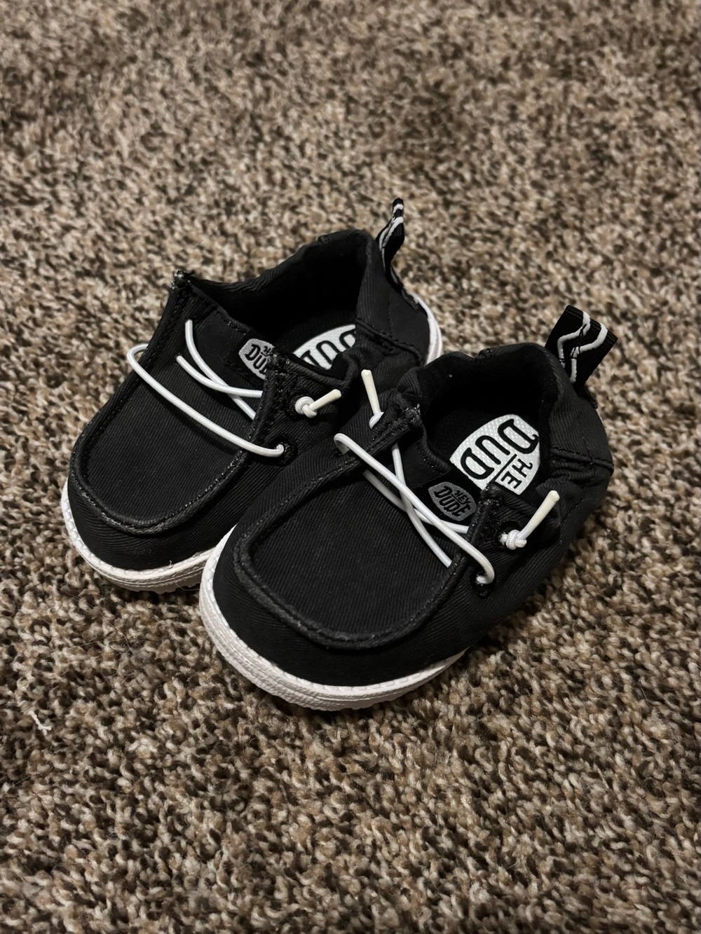 Hey Dude Black Kids Slip-On Sneakers with White Accents